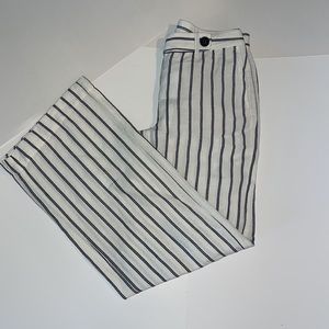 J. Jill linen cream/navy wide leg trouser.